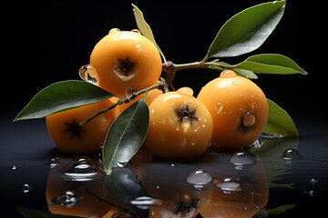 Wall Mural - apricots on a black background