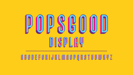 Fototapete - Modern colorful font. 3d Hipster display typeface. Vector illustration