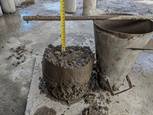 Slump Test On Fresh Concrete, 12 -2 Cm.  Slump Test For Construction Concrete