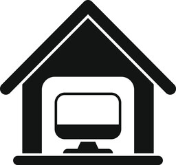 Poster - Home smart office icon simple vector. Online computer. Data futuristic station
