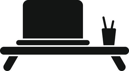 Poster - Laptop stand table icon simple vector. Business laptop. Remote data