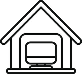 Poster - Home smart office icon outline vector. Online computer. Data futuristic station