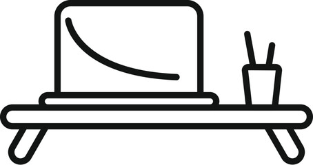 Poster - Laptop stand table icon outline vector. Business laptop. Remote data