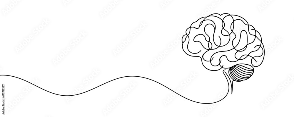 Continuous line art of brain. Simple line art isolated. Vector ...