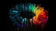© Malambo/Peopleimages - AI - Colorful pie chart info graphics. Data analysis, or statistics, on a black background. 3D design