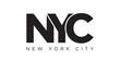 NYC, New York City, USA typography slogan design. America logo with graphic city lettering for print and web.