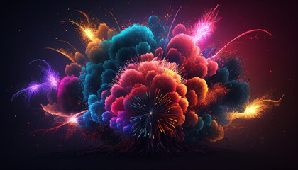 Wall Mural - vibrant background of fireworks 