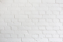 Photograph Of A White Painted Brick Wall. Perfect For Entering Text And Images