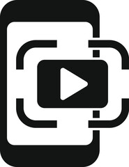 Poster - Play virtual video icon simple vector. Code video marker. Camera gadget