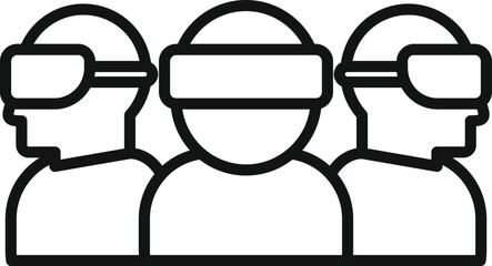 Poster - Group people in augmented reality icon outline vector. Game control. Digital display