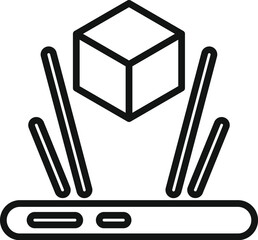 Poster - Augmented reality stand icon outline vector. Indoor game room. Video code