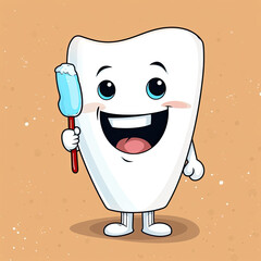 Wall Mural - Cartoon Logo Brand Dentist Tooth Toothbrush