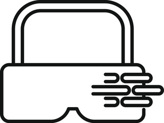Poster - augmented reality headset app icon outline vector. code video. city rotate game