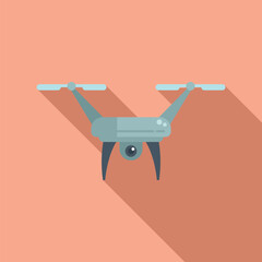 Poster - Drone map tech icon flat vector. Aerial land view. Remote smart digital