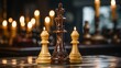 King chess piece on board strategy and leadership concept