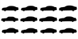 © Anton Baranovskyi - Set with 12 different silhouette types of lux sedan cars in vector, side view. Doodle collection.
