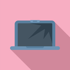 Poster - laptop service broken screen icon flat vector. update gadget. engineer error