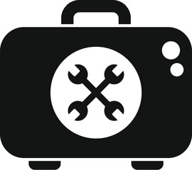 Poster - laptop repair tool box icon simple vector. button tool. service mobile
