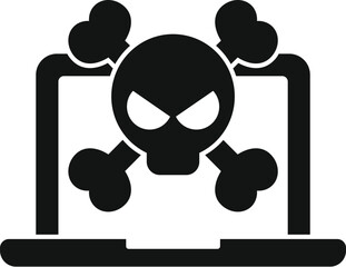 Poster - danger laptop virus icon simple vector. digital desktop. button tool