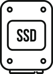 Poster - laptop repair ssd disk icon outline vector. button service. mobile data system