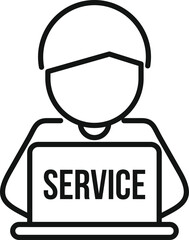 Poster - remote laptop service man icon outline vector. broken repair. computer broken