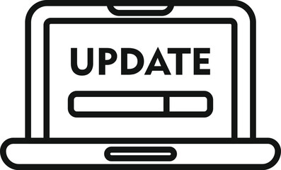 Poster - laptop service update icon outline vector. button tool. screen digital lock