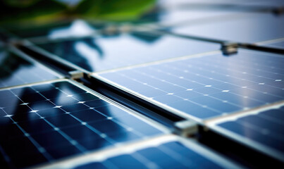 Close up of solar panel cells for green energy