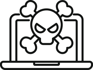 Poster - danger laptop virus icon outline vector. digital desktop. button tool