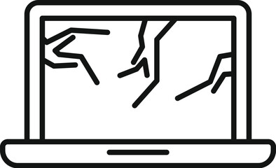 Poster - broken glass of laptop icon outline vector. app fix tool. support system