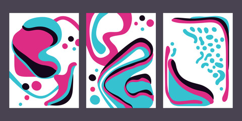 Poster - Cards set with random organic shapes