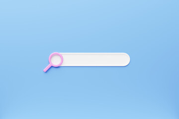 Fototapete - 3d illustration of an internet search page on a  blue background. Search bar  icons