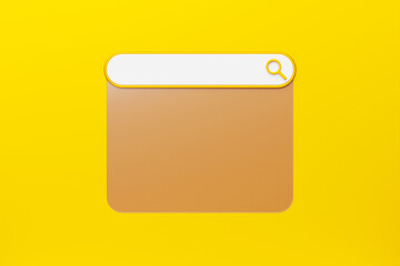 Fototapete - 3D illustration, Search bar design element on a   yellow   background. Search bar for website and user interface, mobile applications.