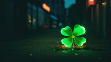 Glowing Neon Green Four Leaf Clover