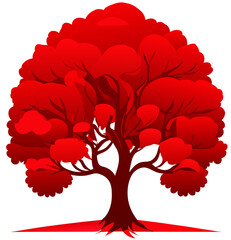 Wall Mural - tree with red hearts