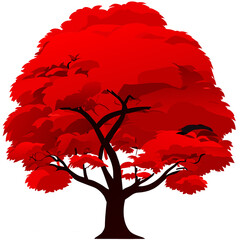 Wall Mural - tree with red