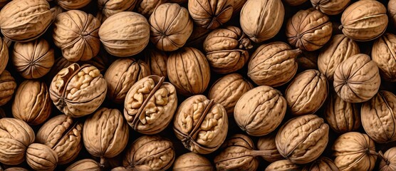 Bunch of walnuts detailed texture background from Generative AI