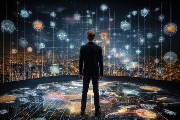 Aufkleber - A digital roadmap to achieve strategic goals in digital transformation, Continuous business growth charts over the past years and business strategy planning.