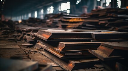 Poster - Big and old thick pieces of metal at factory.