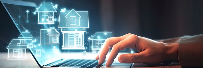 home search on the network. Smart home control concept. Generative ai