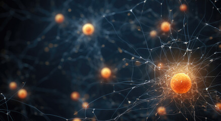 Poster - Macro photography of glowing neuron cells