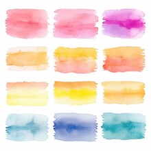 A Vibrant Collection Of Watercolor Stains In A Variety Of Hues