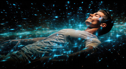 Poster - Man having transcendental experience in space