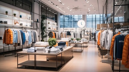 Poster - Clothing Store With Women's And Men's Clothing On Mannequins Displaying.