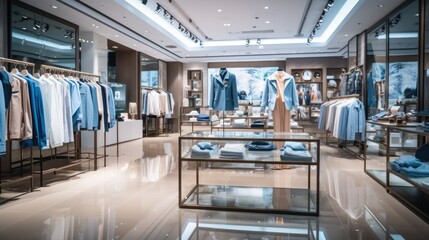 Poster - Clothing Store With Women's And Men's Clothing On Mannequins Displaying.