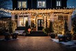 A home adorned with radiant lights and festive New Year's decorations, creating a vibrant and celebratory atmosphere