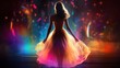 © Left - Silhouette of a lady, colorful and bokeh effect