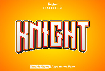 Wall Mural - knight text effect with orange graphic style and editable.