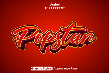 Poster - Popstar text effect with red graphic style and editable.