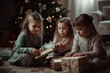 © Iryna - Christmas Family Open Present Gift Happy New Year
