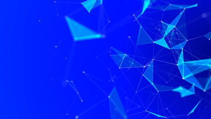 Poster - Abstract background with connecting dots and lines. Network connection structure. Plexus effect. 3d.